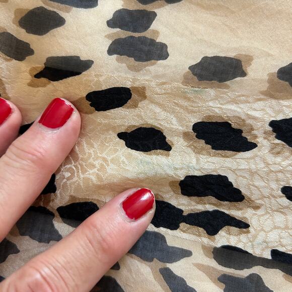 Oscar De La Renta Long Narrow Leopard Animal Print 100% Silk Scarf wStains 52x10 - Picture 5 of 11